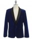 Boys Blue Coat with Black lapel Velvet Shawl lapel Sports Coat Only- Blazer- Jacket-Kids