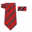 Mens Red, Black and Silver Striped Skinny Necktie