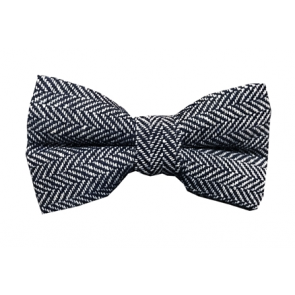 Mens Rustic Tweed Pre-tied Bowtie Black and White