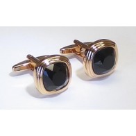Three Tier Rose Gold Cufflinks with Black Stone