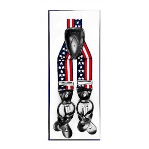 USA Flag Patriotic Suspenders - Button and Clip Convertible