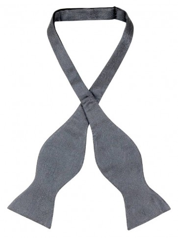 Mens Paisley Satin Self tie Bowtie Charcoal Grey