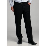 Mens Black Slim Fit Dress Pants Fly Front No Pleats