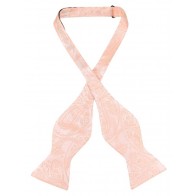  Mens Paisley Satin Self tie Bowtie Peach Color