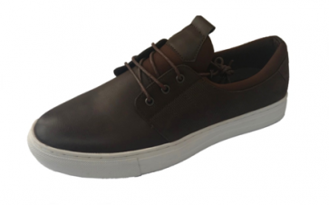 Mens Brown Athelic Shoes with White Soles