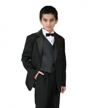 Boys Tuxedo BLACK Ring Bearer Infant Toddler Children Teen Tuxedos