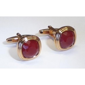 Three Tier Rose Gold With Ruby Stone Cufflinks