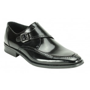 Amato Men's Black Buckle Slip-On Strap Dress Shoe