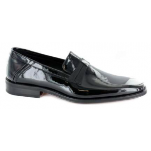 Mens Black Slip On Shinny Tuxedos Shoe Loafer
