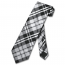 Mens Skinny Grey Plaid Microfiber Selftie Necktie