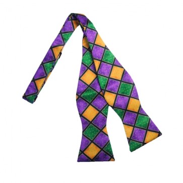 Mardi Gras Mens Self tie Bowtie with accessories option