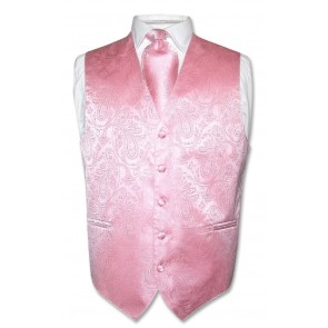 Mens Paisley Tone On Tone Rose Gold Vest with Tie Set