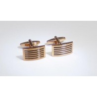 Rectangle Cufflinks Rose Gold Finish  Black Enamel Stripes