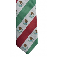 White Mexico Flag Inspired Self tie Mens Necktie- Corbata Blanca para hombre inspirada por la bandera de México