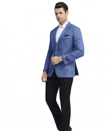 Blue Casual Blazer Slim Fit Two Button Notch Lapel - Prom - Wedding