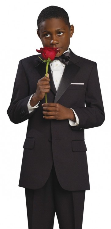 Boys and Teen Tuxedo High End 2-Button Microfiber Ring Bearer BLACK