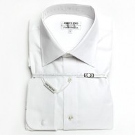 White High Collar Laydown Micro Pique French Cuff Shirt