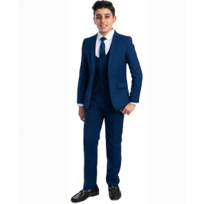 Perry Ellis boys 5 Piece 2 Button Notch Suit Navy Blue