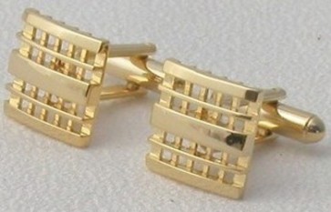 Cufflinks Waffle Design Gold Cuff Links