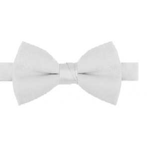 Mens White Poplin Poly Pre tied bowtie Non Shinny