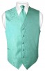 Mens Paisley Tone On Tone Aqua Mint Vest with Tie Set