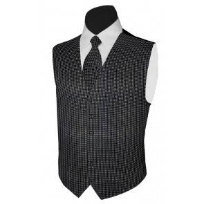 Tuxedo Vest Mens Trylux Pattern Vest and Necktie Set
