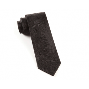 Closeout Mens Black Paisley Self tie Necktie