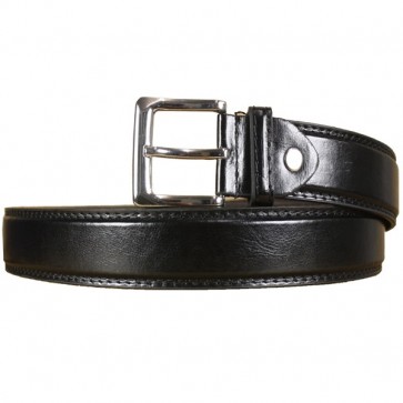 Mens Black Belt Leather with Silver Buckle