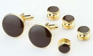 Cufflinks and Studs Set Gold Finish in Many Colors to Match Prom and Brides Maid Dresses
