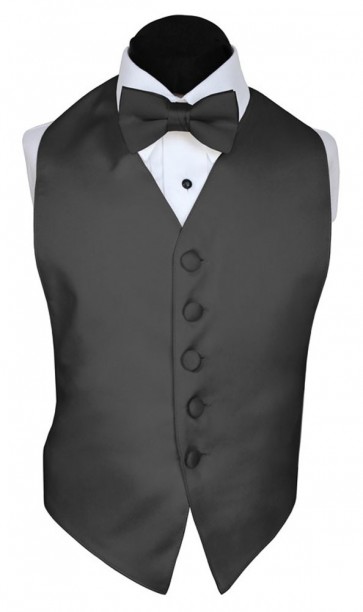 Boys Tuxedo Vest ONLY All Colors Satin Backless Vest with Tie Optional