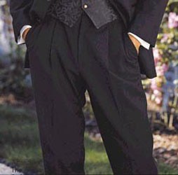 Tuxedo Trousers BLACK all Wool Pleated Adjustable Pants