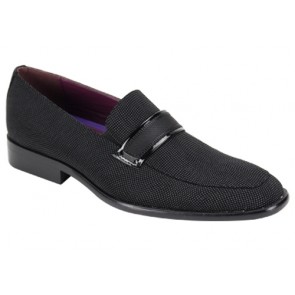 Men's Black Slip On Formal Shoes Grosgrain And Patent Leather Smokers