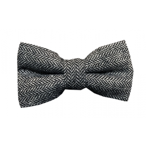 Mens Rustic Tweed Pre-tied Bowtie Black and Grey