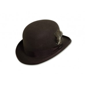 Wool Felt Chocolate Brown Derby Hat