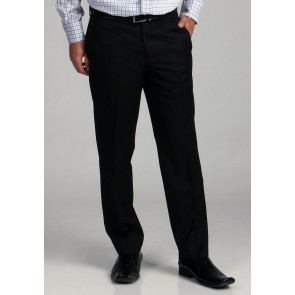 Mens Black Slim Fit Dress Pants Fly Front No Pleats