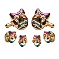 Mardi Gras Comedy Tragedy Faces Cufflinks and Studs Set