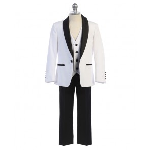 Boys White and Black Shawl tuxedo 3 piece Set- Holiday - Christmas - Toddler - Children - Kids- wedding
