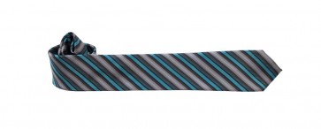 Turquoise Black and Gray Stripe Necktie