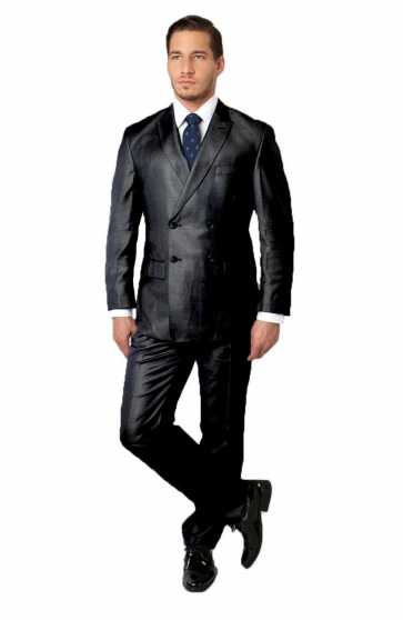 Mens Double Breasted Closeout Black Suit