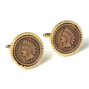 Genuine Rare Indian Head Penny Cufflinks