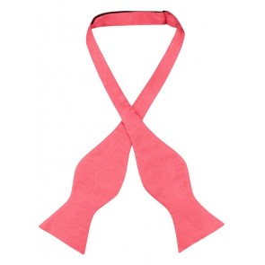 Mens Paisley Satin Self tie Bowtie Coral