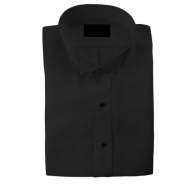 BOYS Black Tuxedo Shirt WING Tip Collar Plain front- Non pleated -No chest pocket
