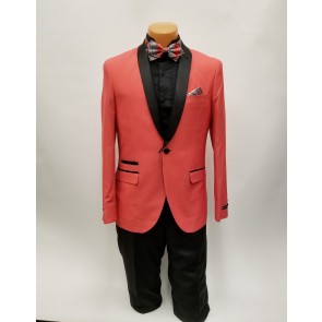 Coral with Black Shawl Lapel One Button Tuxedo- Prom 2019 - Wedding