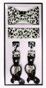 Leopard Print Mens Suspenders and Bowtie and Pocket Square