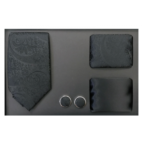 Mens Black Paisley 4-Piece Gift Set- Holiday Gift