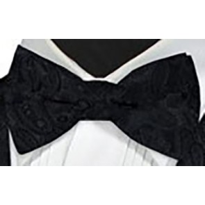 Paisley Self Bow Tie Black and Red