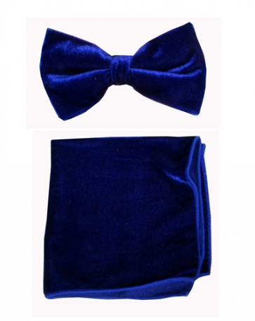 Velvet Bow tie with Matching Pocket Square All Colors