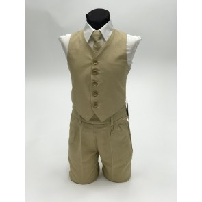 Boys Linen Vest Set 4-Piece Vest Set with Pants Shirt and Tie All Colors- Summer Wear- LInen