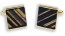 Genuine Striped Black Clear Armenian Obsidian Stone Square Cuff Links