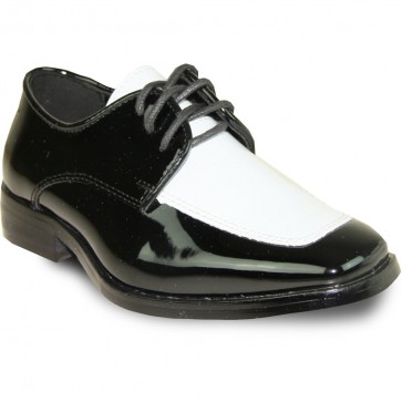 Boys Black and White Zoot Suit Shoe Slight Square Toe